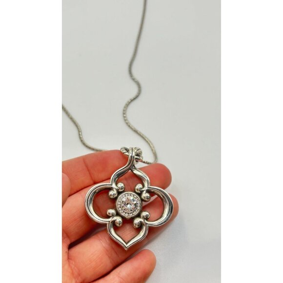 Brighton Toledo Convertible Silver Long Chain Crystal Pendant Necklace - Picture 4 of 7